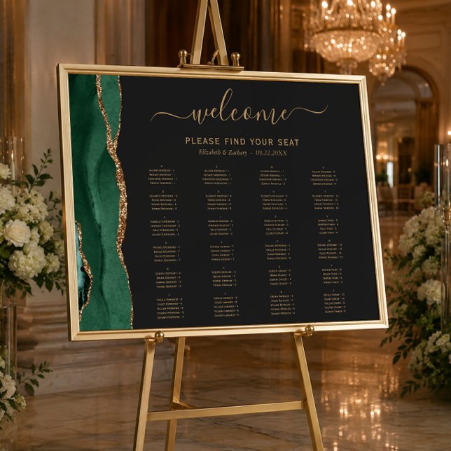 Affiche Plan de table de mariage alphabétique en Agate Ver (Créateur téléchargé)