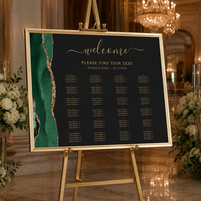 Affiche Plan de table de mariage alphabétique en agate ver (Créateur téléchargé)