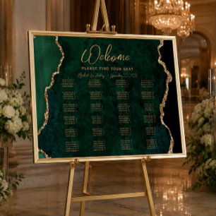 Affiche Plan de table de mariage alphabétique en Agate Ver