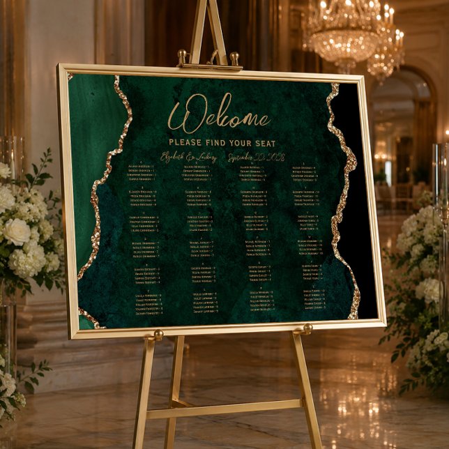 Affiche Plan de table de mariage alphabétique en Agate Ver (Créateur téléchargé)