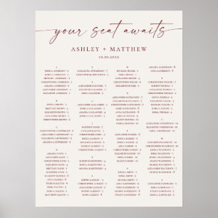 Affiche Plan de table de mariage alphabétique en ivoire do