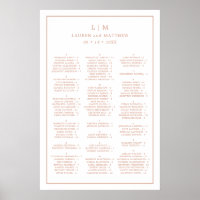Plan de table de mariage alphabétique en rose gold