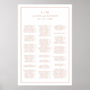 Affiche Plan de table de mariage alphabétique en rose gold