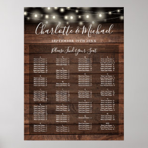 Affiche Plan de table de mariage alphabétique Luminaires R