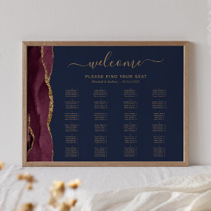 Affiche Plan de table de mariage alphabétique Navy Bourgui