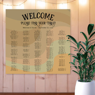 Affiche Plan de table de mariage alphabétique Rétro Terreu