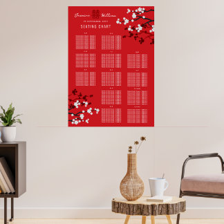 Affiche Plan de table de mariage asiatique Double Xi Ceris