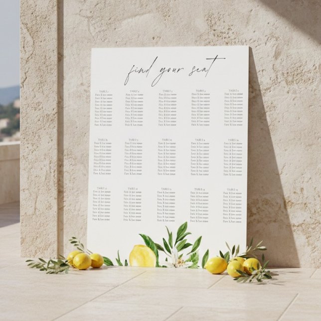 Affiche Plan de table de mariage au citron méditerranéen  (Créateur téléchargé)