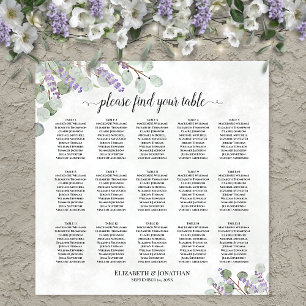 Affiche Plan de table de mariage au eucalyptus et lavande