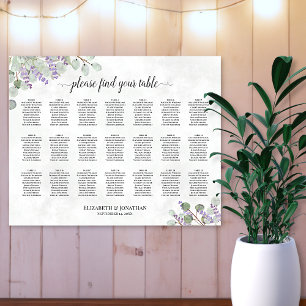 Affiche Plan de table de mariage au eucalyptus et lavande