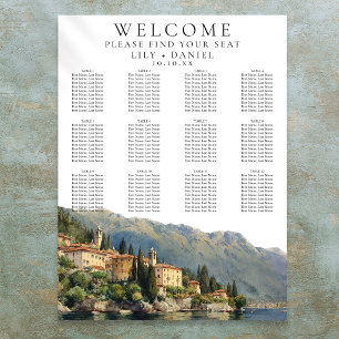 Affiche Plan de table de mariage au lac de Côme aquarelle