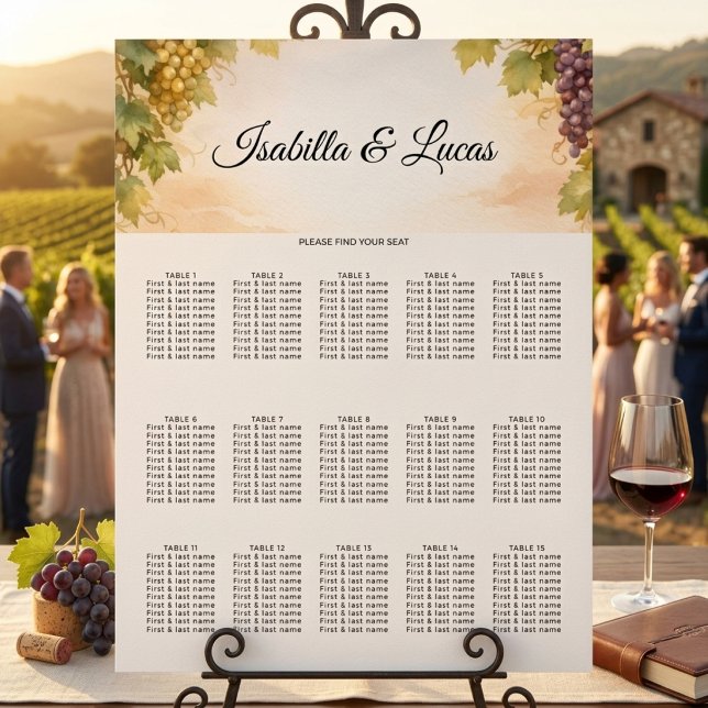 Affiche Plan de table de mariage au vignoble de Napa Valle (Créateur téléchargé)
