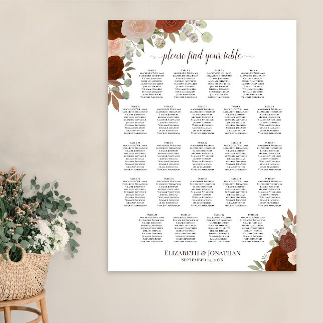 Affiche Plan de table de mariage automnal rustique avec ro (In Situ on Wall)