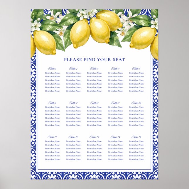 Affiche Plan de table de mariage aux citrons d'Amalfi ital (Devant)