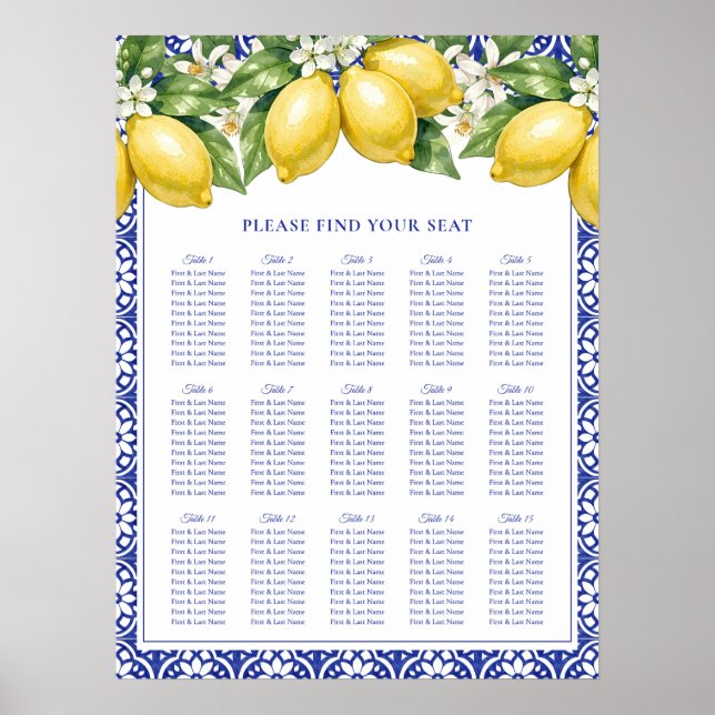Affiche Plan de table de mariage aux citrons d'Amalfi ital (Devant)