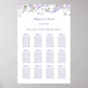 Affiche Plan de table de mariage aux fleurs de lilas