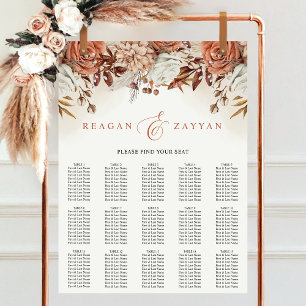 Affiche Plan de table de mariage aux fleurs de terre cuite