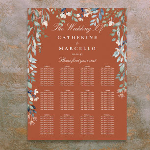 Affiche Plan de table de mariage aux fleurs sauvages en te