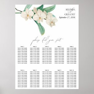 Affiche Plan de table de mariage aux orchidées blanches aq
