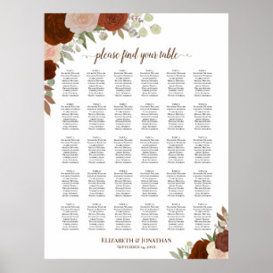Affiche Plan de table de mariage aux roses rustiques d'aut