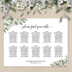 Affiche Plan de table de mariage avec 10 tables et verdure