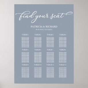 Affiche Plan de table de mariage avec 12 tables Panneau Bl