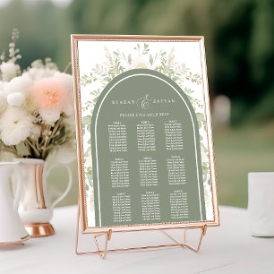 Affiche Plan de table de mariage avec arche florale ivoire