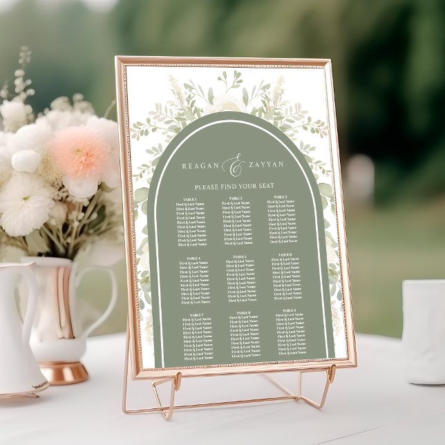 Affiche Plan de table de mariage avec arche florale ivoire (Créateur téléchargé)