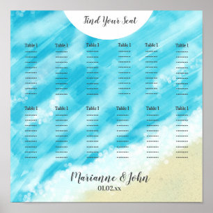 Affiche Plan de table de mariage avec effet Bokeh aquarell