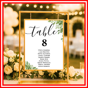 Affiche Plan de table de mariage avec feuillage vert sauge
