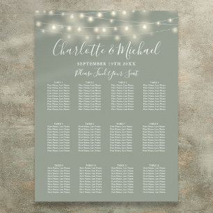 Affiche Plan de table de mariage avec guirlande lumineuse 