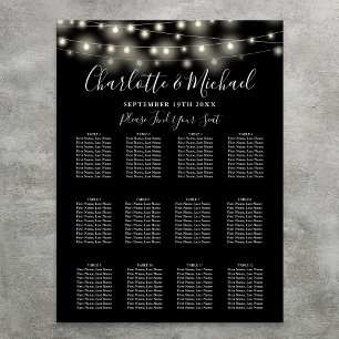 Affiche Plan de table de mariage avec guirlandes lumineuse