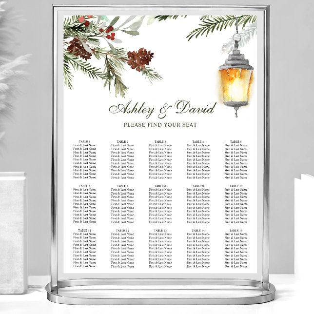 Affiche Plan de table de mariage avec lanterne rustique en (Créateur téléchargé)
