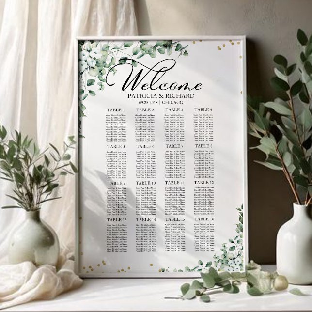 Affiche Plan de table de mariage avec verdure (Créateur téléchargé)
