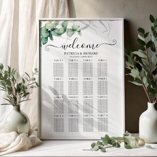 Affiche Plan de table de mariage avec verdure rustique