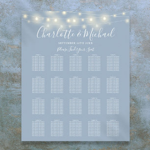 Affiche Plan de table de mariage bleu poussiéreux avec gui
