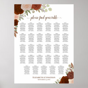Affiche Plan de table de mariage bohème floral automnal po
