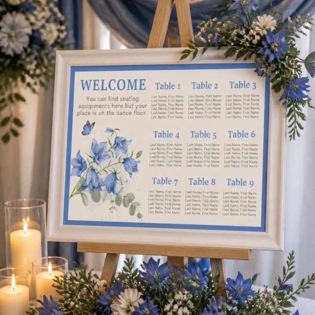 Affiche Plan de table de mariage Campanule bleue (Créateur téléchargé)