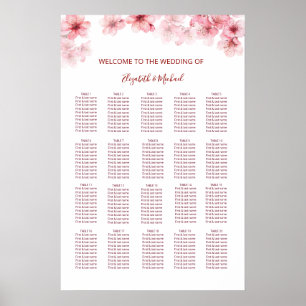 Affiche Plan de table de mariage Cerisier en fleurs