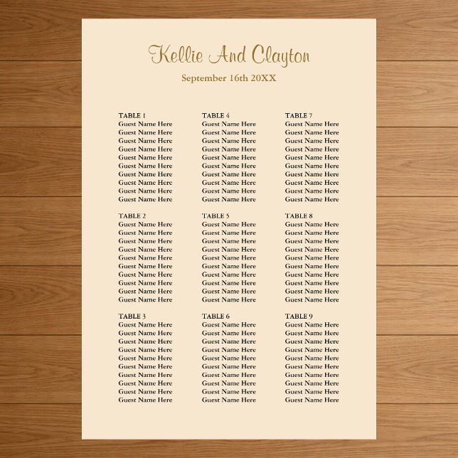 Affiche Plan de table de mariage Champagne 90 (Créateur téléchargé)