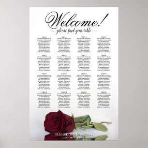 Affiche Plan de table de mariage chic 16 tables rose borde