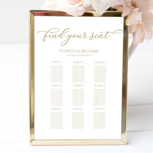 Affiche Plan de table de mariage chic écriture or