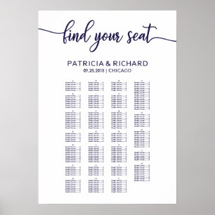 Affiche Plan de table de mariage chic par ordre alphabétiq