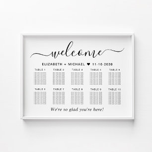 Affiche Plan de table de mariage chic pour 10 tables
