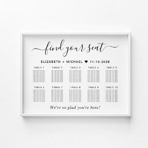Affiche Plan de table de mariage chic pour 10 tables