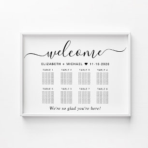 Affiche Plan de table de mariage chic pour 8 tables