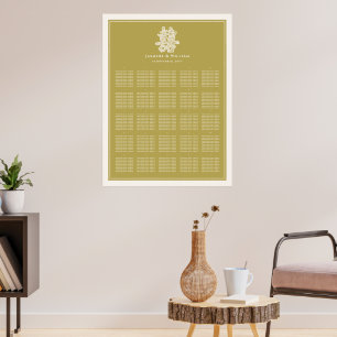 Affiche Plan de table de mariage chinois 囍 Fleurs élégante