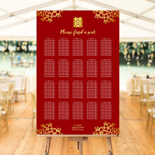 Affiche Plan de table de mariage chinois moderne floral ro