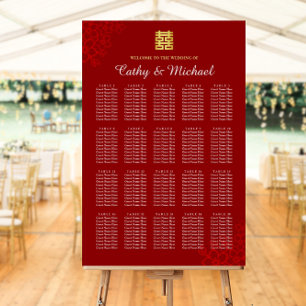 Affiche Plan de table de mariage chinois moderne floral ro