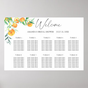 Affiche Plan de table de mariage CITRON aquarelle